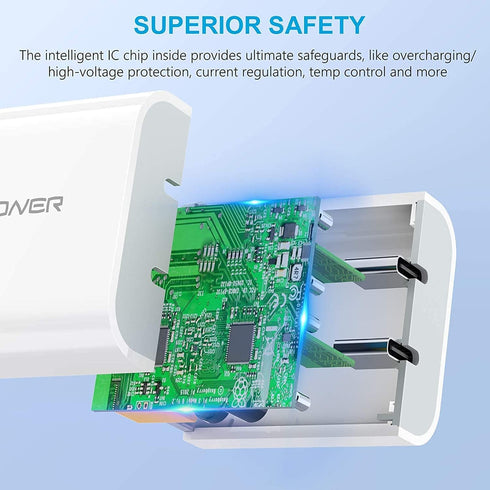 Amoner USB C Charger, 2Pack Type C Fast Charger, Dual Port 25W PD Wall Charger for iPhone and Galaxy Devices