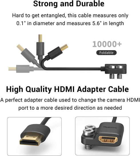 SMALLRIG Ultra-Slim 4K Adapter Cable (A to A), Female to Male Type A, 4K@60HZ for BMPCC 4K & 6K