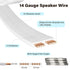 14 30 14/2 CL2 HiFind Premium Gauge Flat Speaker Cable Wire Ft White, OFC Electrical Low Voltage Audio Wire AWG, Thin