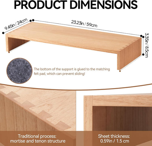 KIRIGEN Monitor Stand Wooden, Desk Stand for Computer/Laptop/TV Printer, Desktop Workspace Platforms Stands, Natural