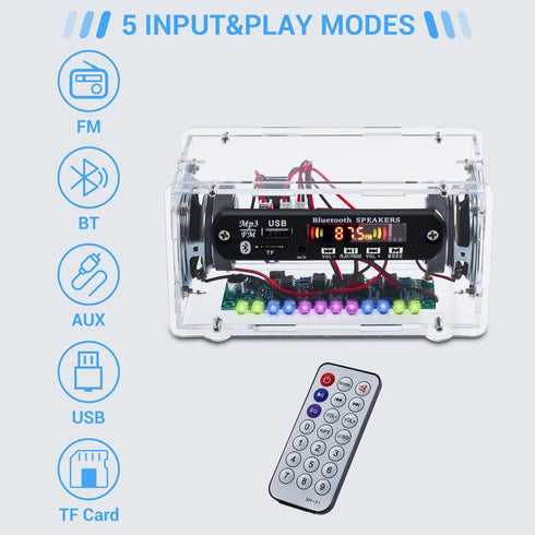 MiOYOOW DIY Bluetooth-Compatible Speaker Kit with FM Radio, Electronic Soldering Practice Kit USB Mini Home Sound