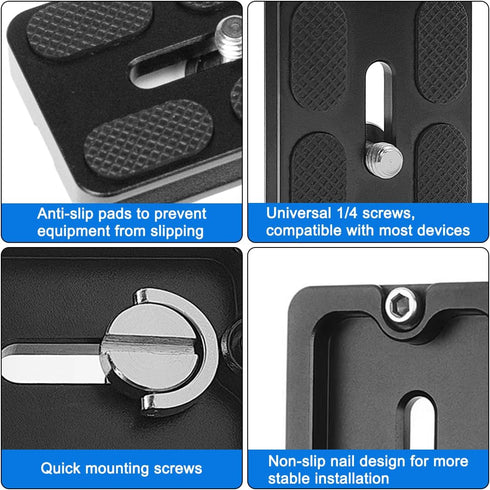 2 Pack 50mm Quick Release Plate with 1/4 "-20 Camera Screw, Tripod Mount Plate Fits Arca Swiss Standard