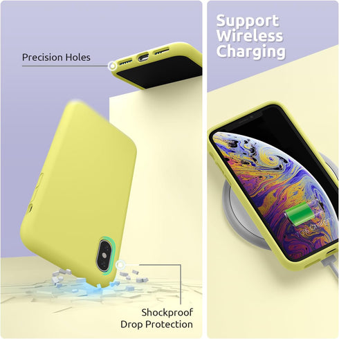 SURPHY Liquid Silicone Case for iPhone Xs and iPhone X, Thickened Microfiber Lining, Yellow