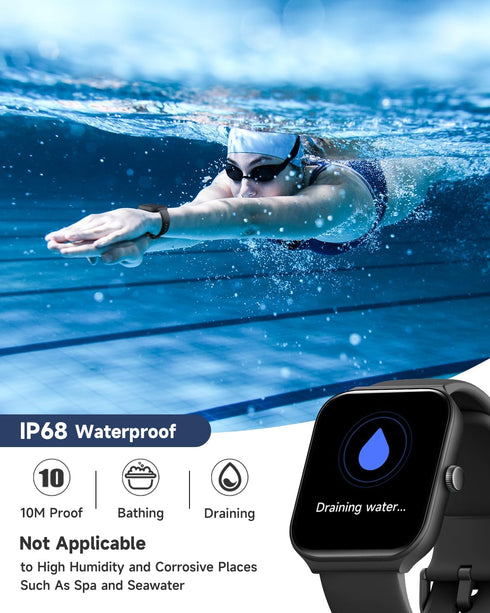 Smart Watch for Men Women, 1.95" Fitness Tracker with Call Function, IP68 Waterproof, Heart Rate/Sleep Tracker