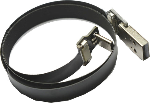 Long Black FFC USB C FPV Flat Slim Thin Ribbon FPC Cable, USB Type-C 90 Degree to Standard USB A for Sync and Charging