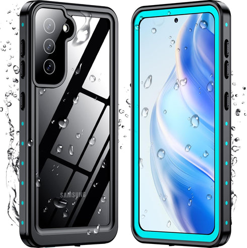 Temdan Waterproof Case for Samsung Galaxy S21, Built-in Screen Protector, 360 Full Body Shockproof, Teal
