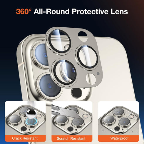 2 Pack Titanium Alloy Glass Camera Lens Protector for iPhone 15 Pro Max/iPhone 15 Pro, Anti-drop, Case Friendly