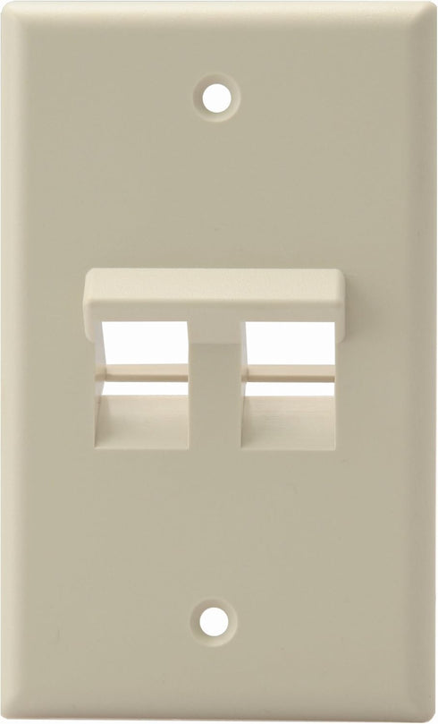 Leviton 41081-2IP Angled QuickPort Wallplate, 2-Port, Single Gang, Ivory