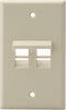 Leviton 41081-2IP Angled QuickPort Wallplate, 2-Port, Single Gang, Ivory