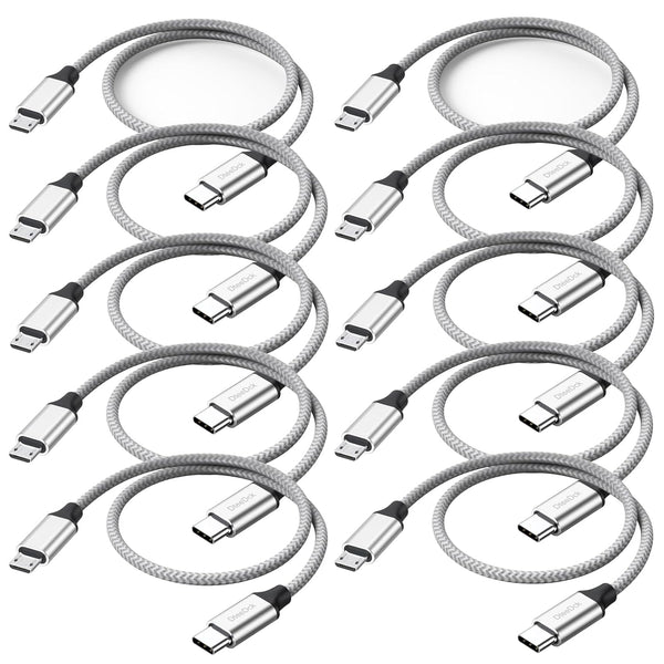 USB C to Micro USB Cable 1ft 10 Pack, Micro USB to USB Type C Adapter Cable for Charging & Data Transmission