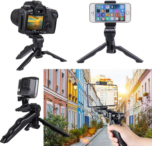 Walway 1/4" Foldable Mini Table Tripod Stand Hand Grip with Screw Compatible with Gopro/Smartphones/Compact Cameras