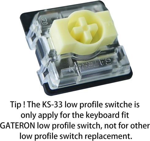 GATERON KS-33 Low Profile Banana Keyboard Switches, Tactile 65gf 3 Pin RGB LED Factory Pre-lubed for MX Mechanical Keyboard (35PCS)