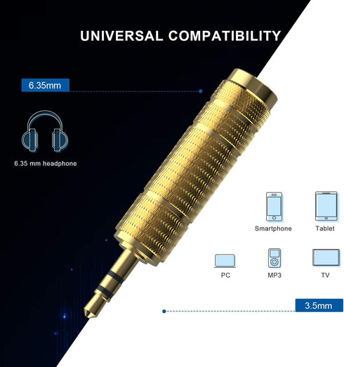 DIGITNOW Headphone Adapter 6.35mm (1/4 Inch) Male to 3.5mm (1/8 Inch) Female, Audio Stereo TRS Converter (4-Pack)