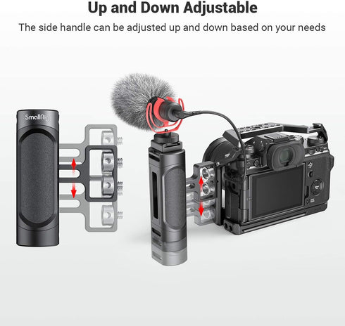 SMALLRIG Mini Side Handle Handgrip with Dual 1/4"-20 Screw Mount for Mirrorless Digital Camera, Adjustable - 2916
