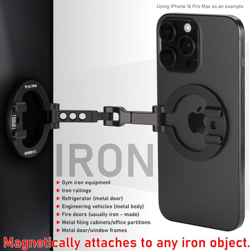 SHINEWEE 360 Stand,1/4" Dual Magnetic Ring Phone Mount - Foldable Rotation CNC Aluminum Screw,Cold Shoe Interface