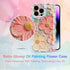 UEEBAI Colorful Retro Oil Painting Flower Case for iPhone 14 Pro Max, Cute Sparkly Floral Curly Cover (Orange Yellow)