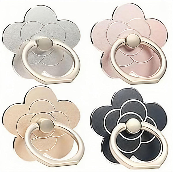 Geettcaifu 4 Pcs Cell Phone Ring Holder Flower,360 Rotate and 180Angle Adjustable Metal
