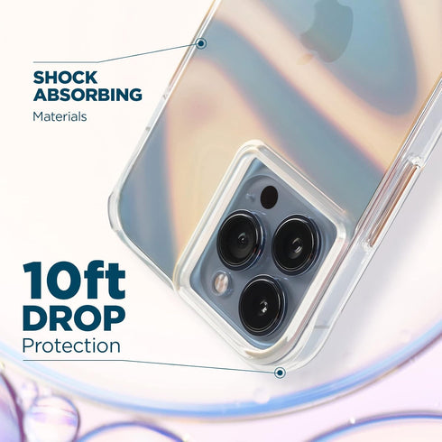 Case-Mate Soap Bubble Luxury Phone Case for iPhone 13 Pro Max, 10ft Drop Protection, Wireless Charging, Iridescent