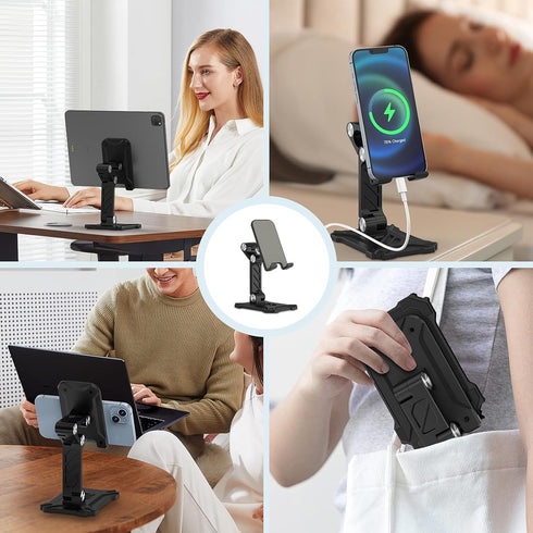 Foldable Phone Stand Desk for Samsung Galaxy S23 Ultra, iPad, iPhone 15, Height Adjustable Tablet Cradle Desktop Dock