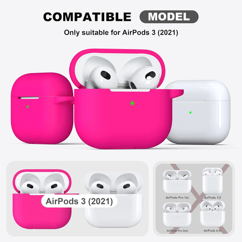R-fun Compatible with AirPods 3 Case Cover, Silicone Protective Skin with Keychain for Apple AirPod 3rd Generation