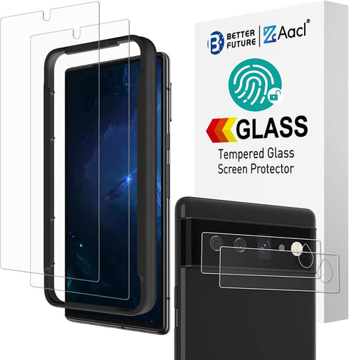 AACL 2 Pack Tempered Glass for Google Pixel 6, Screen Protector + Camera Lens Protector with Alignment