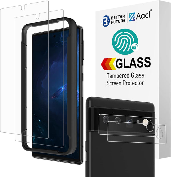 AACL 2 Pack Tempered Glass for Google Pixel 6, Screen Protector + Camera Lens Protector with Alignment