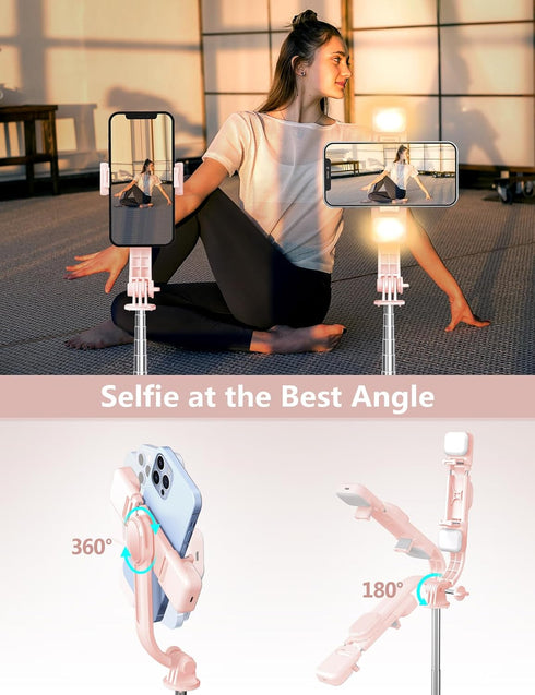 Pnitri 45'' 15 Max/15/14 Pro/14/13, S22/ S23 Selfie Stick with Light, Selfie Stick Tripod with Wireless Remote