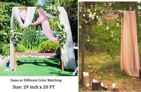 Lavender Wedding Arch Draping Fabric, 29" x 20FT Sheer Drapes for Ceremony, Arbor, Stairs Swag Decoration