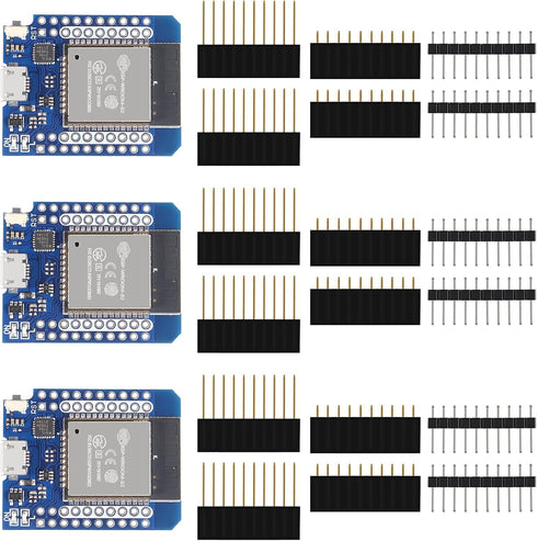 D1 Mini NodeMCU ESP32 ESP-WROOM-32 WLAN WiFi Bluetooth IoT Development Board 5V Compatible for Arduino (3pcs) by ACEIRMC