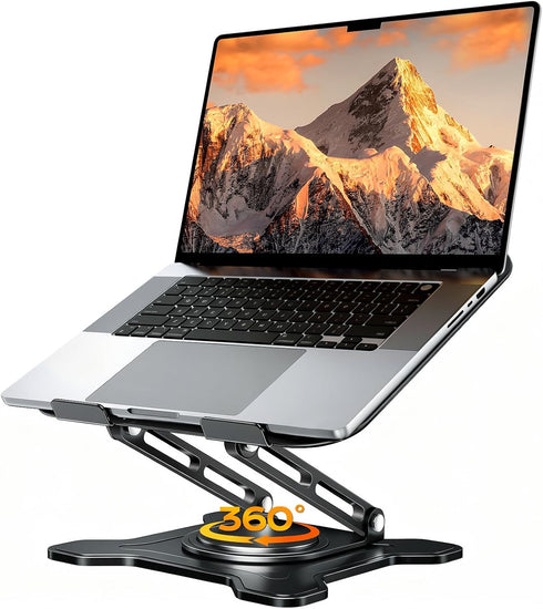JCZT Adjustable Laptop Stand, 360 Rotating Base Ergonomic Computer Stand, Foldable Laptop Stand