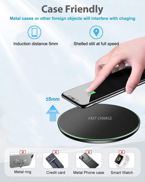 Wireless Charger for Samsung Galaxy S23/S22/S21/S20/S10/S9/S8/Note, 15W Wireless Charging Pad with USB-C