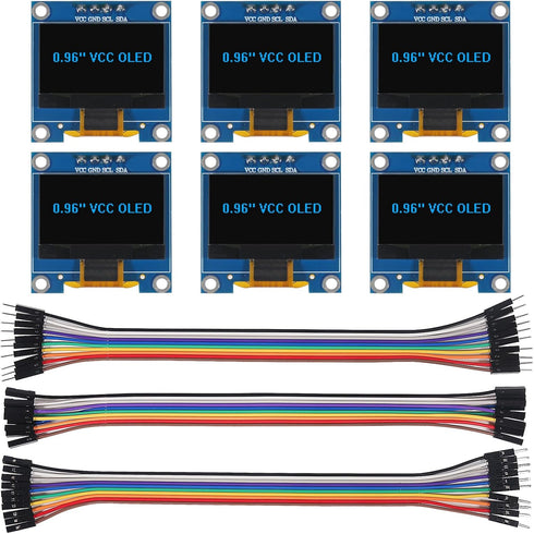 XIITIA 6pcs 0.96 inch OLED IIC I2C Display Module SSD1306 128x64 LCD Screen