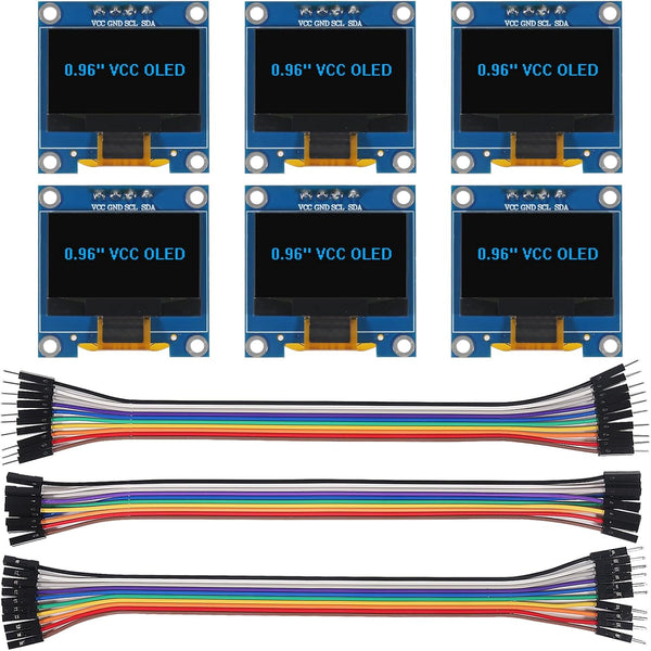 XIITIA 6pcs 0.96 inch OLED IIC I2C Display Module SSD1306 128x64 LCD Screen
