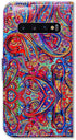 Case for Galaxy S10 - Bright Paisley Pattern Flip Folio Leather Wallet Cover with ID Card Slot Kickstand