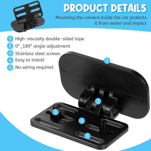 Giantree 2PCS Rear Camera Holder, Universal Dash Cam Rear View Camera Mount with A Screwdriver Tool, Adjustable Back
