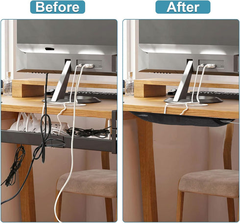 Under Desk Cable Management Net, 36PCS Flexible Wire Hiders, Extra Large Capacity Organizer for Most Tables