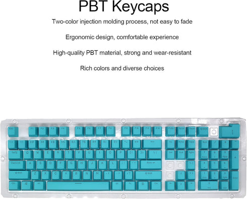 PBT Keycaps, 108 Keys P9 Mechanical Keyboard Key Caps Backlit Key Caps Character Translucent Key Caps DIY Keycaps,for 61/64/87/104/108 Key Mechanical Keyboards(Blue)