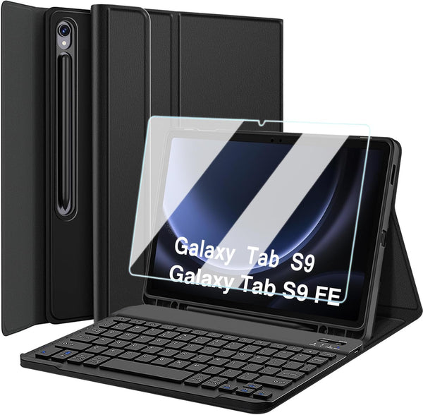 Keyboard Case with Screen Protector for Samsung Galaxy Tab S9 FE 10.9" / S9 11" 2023, Detachable Wireless Keyboard