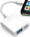 USB Adapter for iPhone/iPad, Lightning to USB Female OTG Adapter, USB3 with Charging Port, Supports Flash Drives