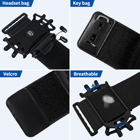 Wristband Running Phone Holder for iPhone 15/14/13/12 Pro Max/11/X/8 Plus/8/7, 360° Rotatable
