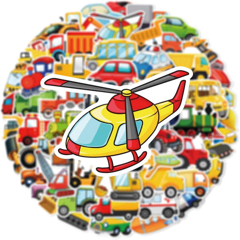 Luziwiox Pack, 60Pcs (Colourful-F1) Transportation Vehicle Truck Stickers Vinyl Waterproof Cool Stickers Construction