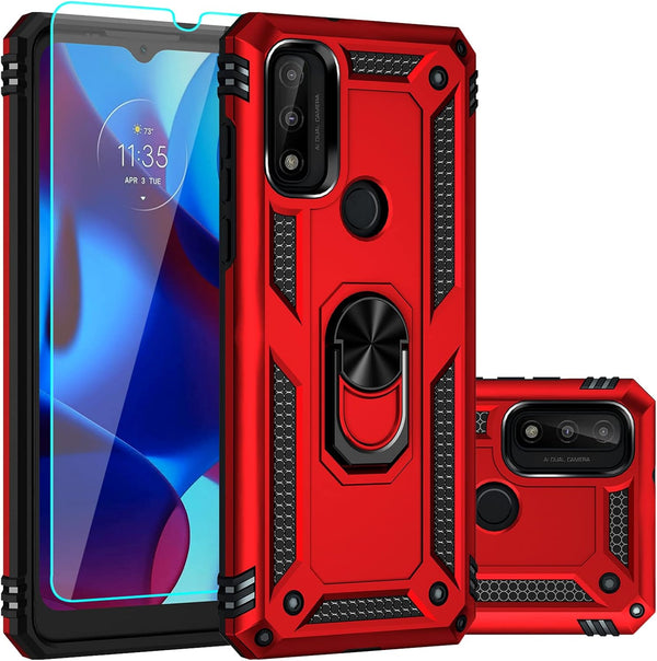 Moto G Pure Case with HD Screen Protector, Military Grade 16ft Drop Tested Cover with Magnetic Kickstand Car Mount
