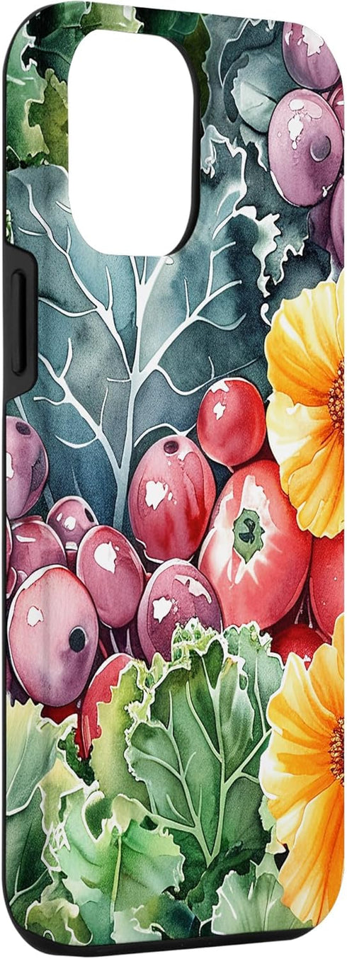Kale Flower Watercolor Pattern Merch 15 iPhone Plus Kale Flower Watercolor Pattern Graphic Case