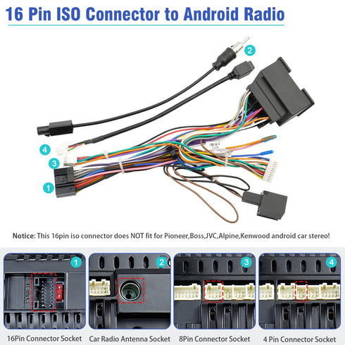 44Pin Orlando,16Pin Radio Wiring Harness Kit Replacement for Chevrolet Malibu Trax Cruze Aveo ISO Android Stereo