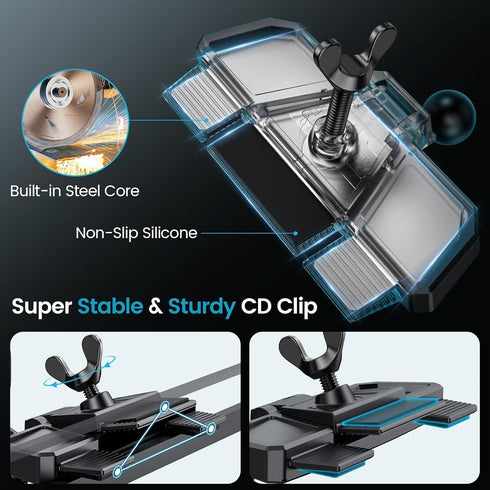 APPS2Car Wireless Car Charger Mount - CD Slot Auto Clamping 15W Fast Charging Phone Holder for iPhone 16, 15, 14, 13, 12