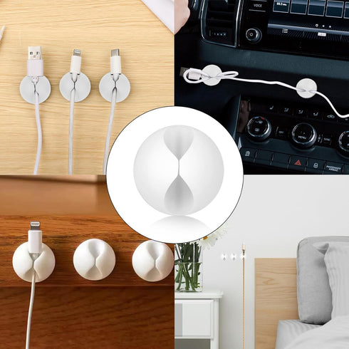 9 Pcs White Adhesive Cable Clips, Charger Cord Holder for Nightstand, Desk, Phone Charger, Home, Office