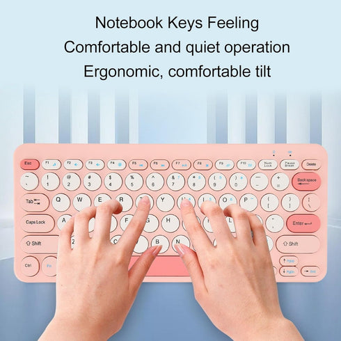 Mini Keyboard and Mouse Combo, Stylish Colorful Round Keycaps Mute Laptop Keyboard Mouse Set, Ergonomic Design for OS