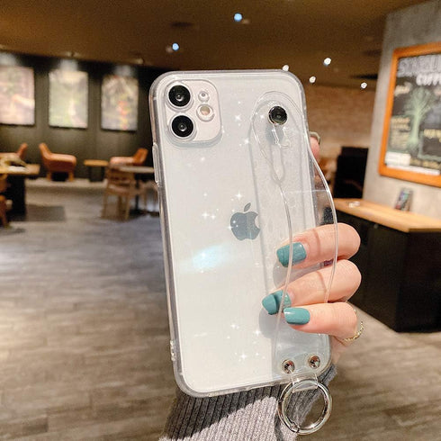 Omorro Bling Girly Case for iPhone 12 Pro Max - Glitter Candy Color Crystal Clear Cover with Adjustable Hand Finger