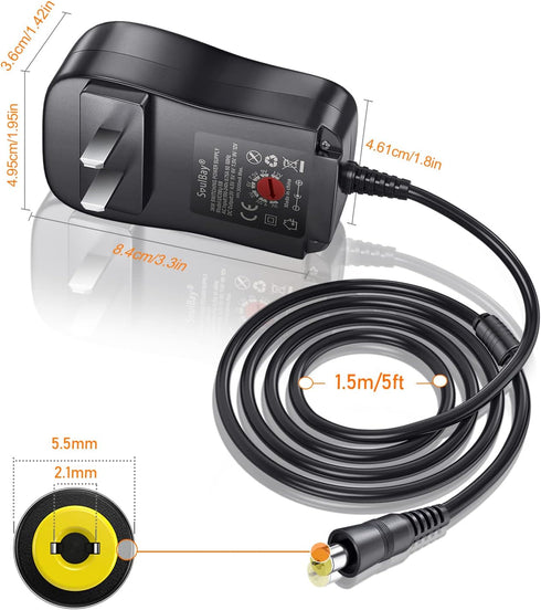 SoulBay 36W Universal AC Adapter 3V-12V Multi Voltage Switching DC Power Supply Transformer with 8 Adapters