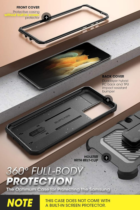 SUPCASE Galaxy S21+ Plus Case with Stand, Black Unicorn Beetle Pro, Military-Grade Full-Body Rugged Protection